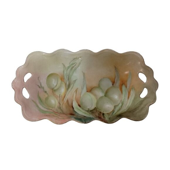Vintage MZ Austria Fine Porcelain Grape Design Celery Nut Appetizer Serving Dish - Picture 1 of 9